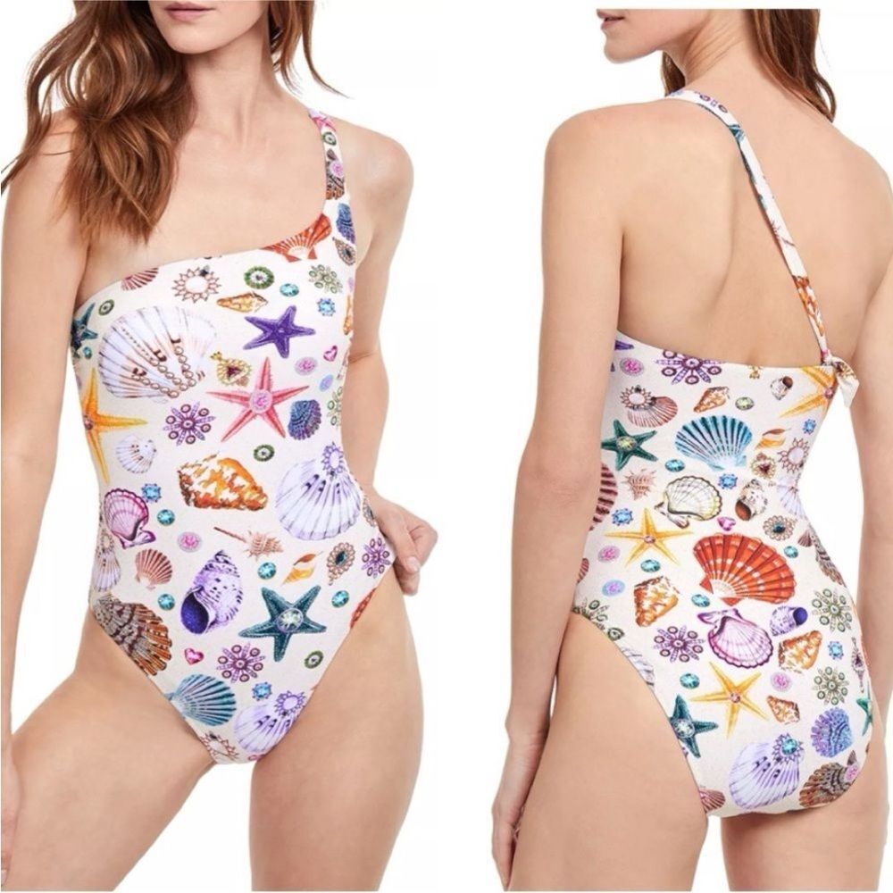 Gottex One Shoulder Printed One Piece Swimsuit  Womens Size 6